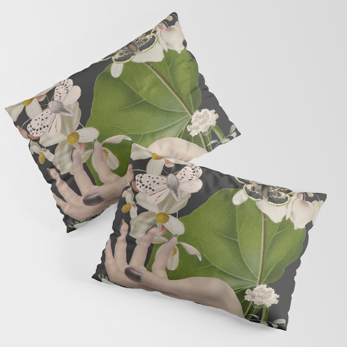 Minimal Collage/ Hand, Plants and Butterflies 6 Pillow Sham Gallery Image 3