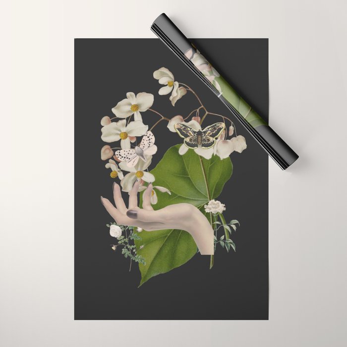 Minimal Collage/ Hand, Plants and Butterflies 6 Wrapping Paper Gallery Image 1