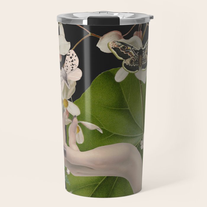 Minimal Collage/ Hand, Plants and Butterflies 6 Travel Mug Gallery Image 1