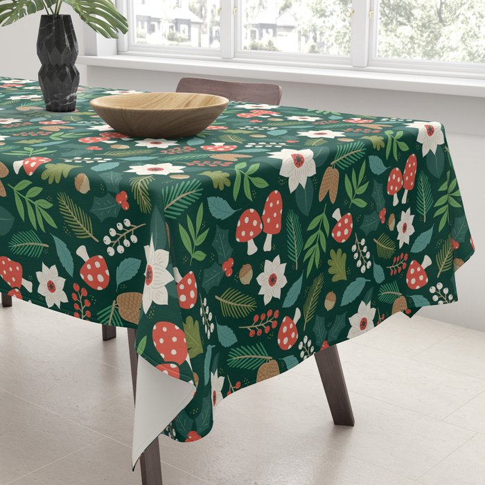 Woodland Holiday Botanicals Tablecloth Gallery Image 3
