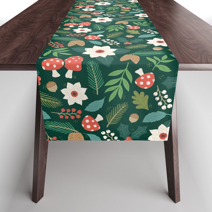 Woodland Holiday Botanicals Table Runner