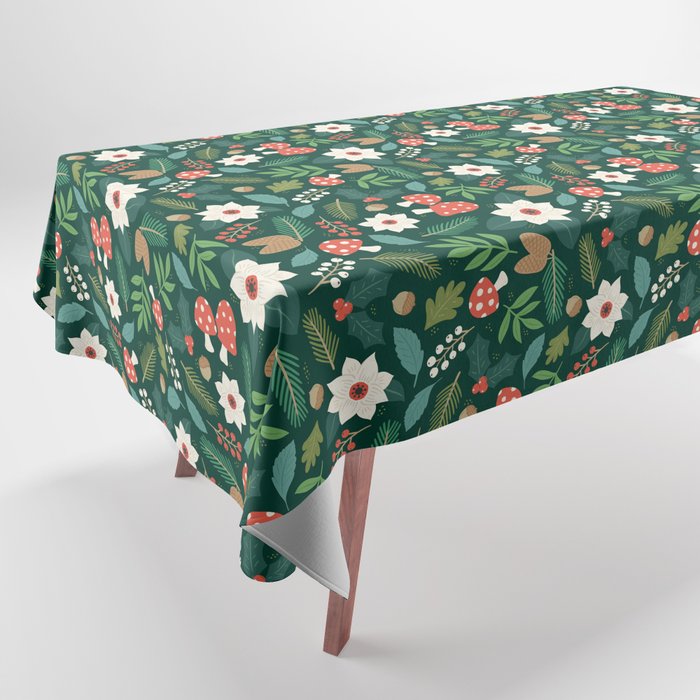 Woodland Holiday Botanicals Tablecloth Gallery Image 1