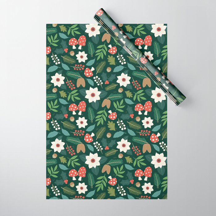 Woodland Holiday Botanicals Wrapping Paper Gallery Image 1