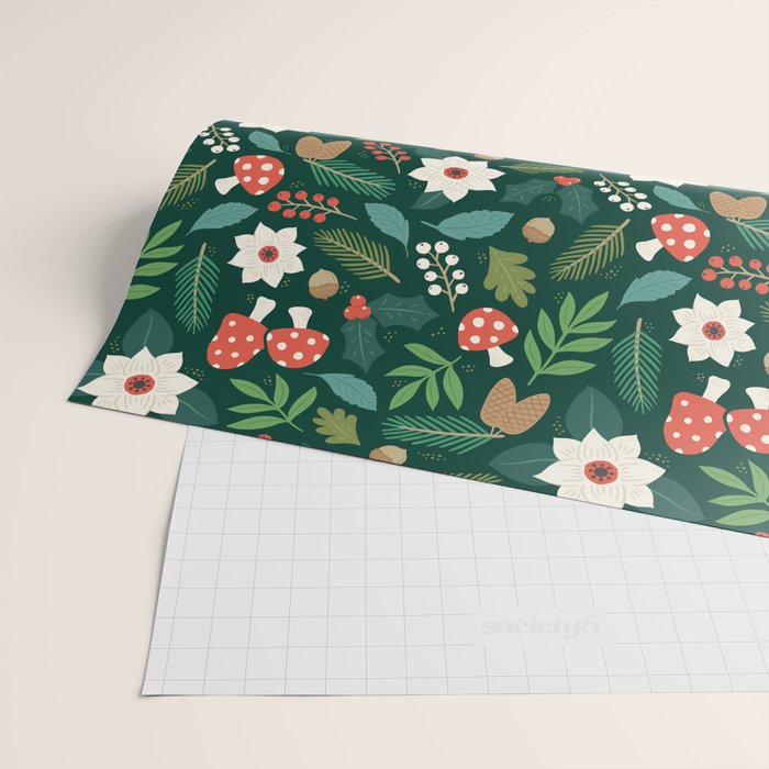 Woodland Holiday Botanicals Wrapping Paper Gallery Image 2