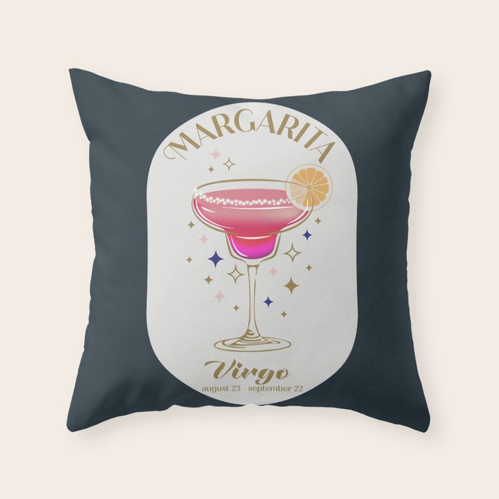 Margarita Cocktail Zodiac Sign Throw Pillow Gallery Image 1