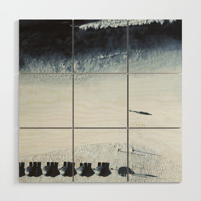 Ocean Moody Blues Walk - Aerial Beach photography by Ingrid Beddoes Wood Wall Art Gallery Image 1
