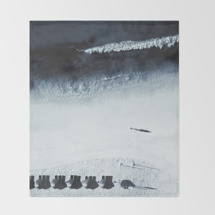 Ocean Moody Blues Walk - Aerial Beach photography by Ingrid Beddoes Throw Blanket Gallery Image 2