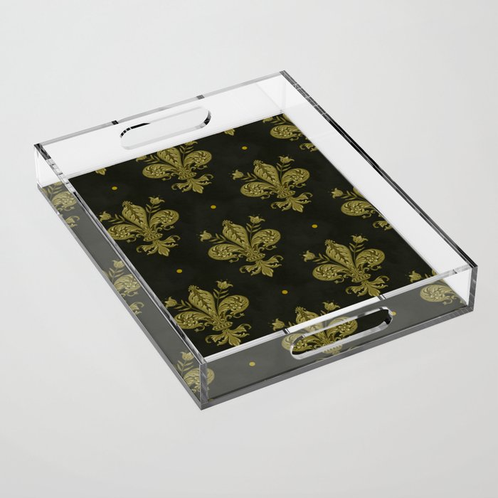 Fleur De Lis In Rich Green Acrylic Tray Gallery Image 1