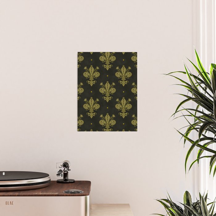 Fleur De Lis In Rich Green Poster Gallery Image 2