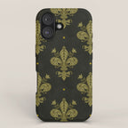 Fleur De Lis In Rich Green iPhone Case Gallery Image 1