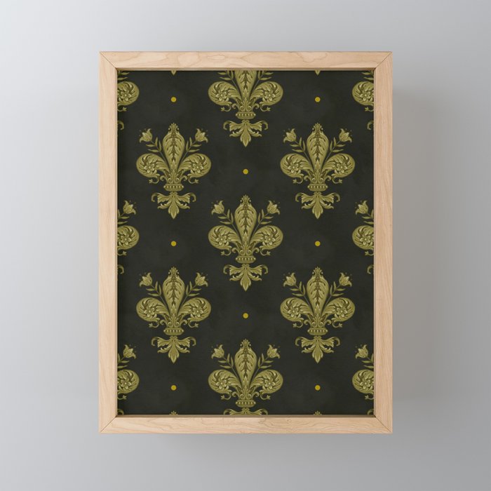 Fleur De Lis In Rich Green Mini Art Print Gallery Image 1
