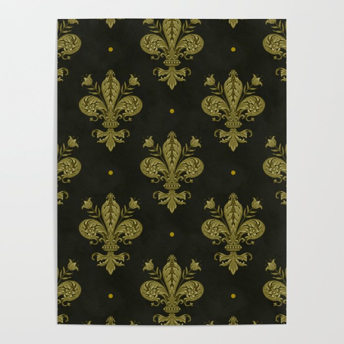 Fleur De Lis In Rich Green Poster Gallery Image 1