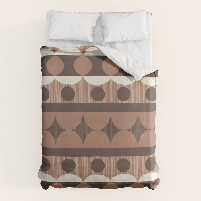 Geometric Repeats 2 Inspired by PANTONE 17 1230 Mocha Mousse Duvet Cover Gallery Image 6