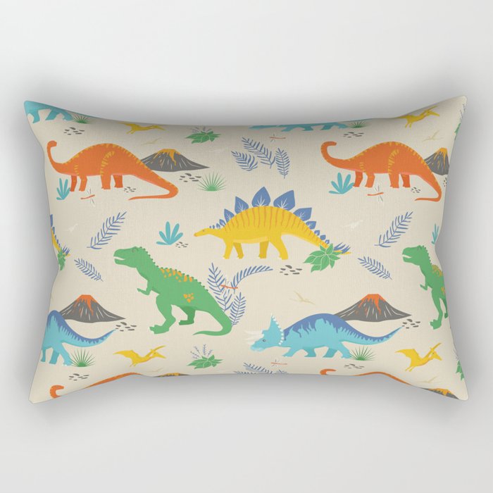 Jurassic Dinosaurs in Primary Colors Rectangular Pillow Gallery Image 2