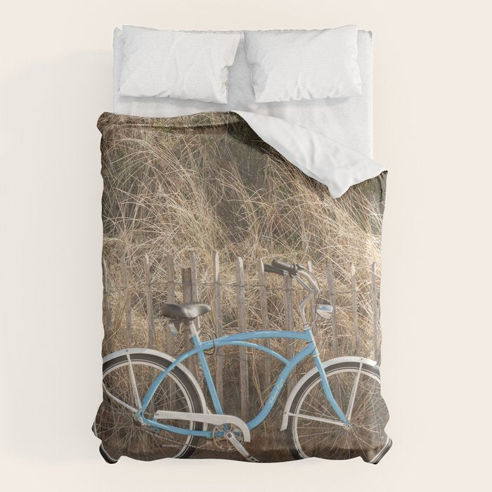 Blue Beach Bike In Holland Photo | Dutch Grass Dunes Summer Holiday Art Print | Europe Travel Photography Duvet Cover Gallery Image 6
