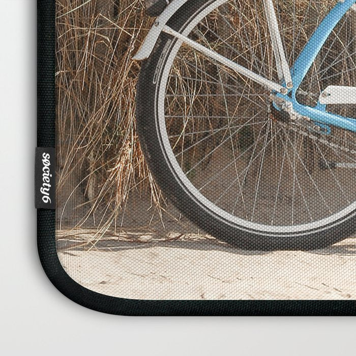 Blue Beach Bike In Holland Photo | Dutch Grass Dunes Summer Holiday Art Print | Europe Travel Photography Laptop Sleeve Gallery Image 3