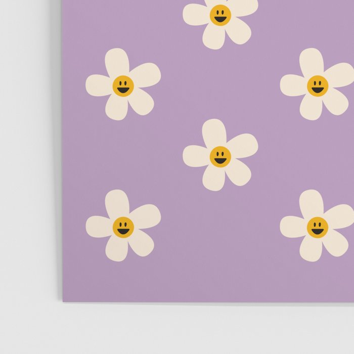 Retro Happy Daisy Flower in Purple Poster Gallery Image 3