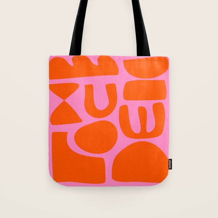 Orange Shapes on Pink Tote Bag Gallery Image 1