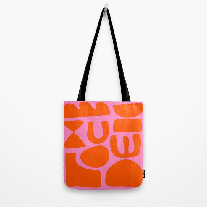 Orange Shapes on Pink Tote Bag Gallery Image 2