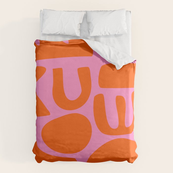 Orange Shapes on Pink Duvet Cover Gallery Image 1