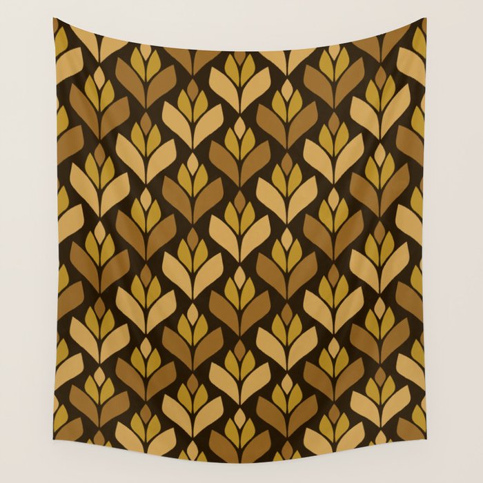 Dark Retro Trefoil Pattern Wall Tapestry Gallery Image 4