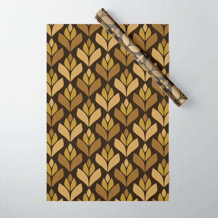 Dark Retro Trefoil Pattern Wrapping Paper Gallery Image 1