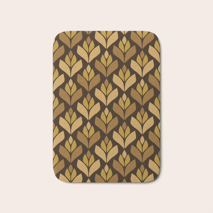 Dark Retro Trefoil Pattern Bath Mat Gallery Image 1