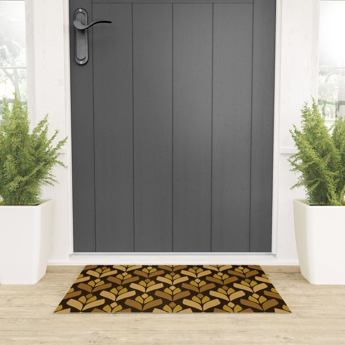 Dark Retro Trefoil Pattern Welcome Mat Gallery Image 3