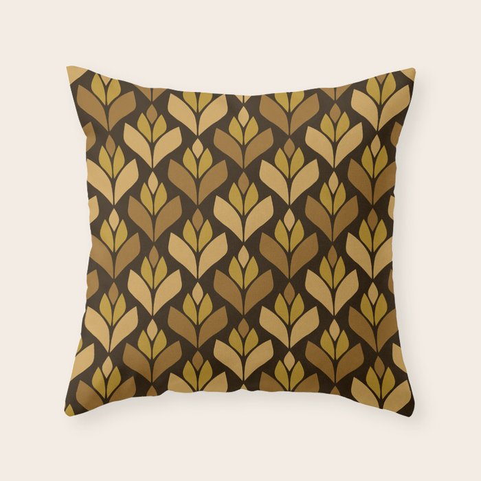 Dark Retro Trefoil Pattern Throw Pillow Gallery Image 6