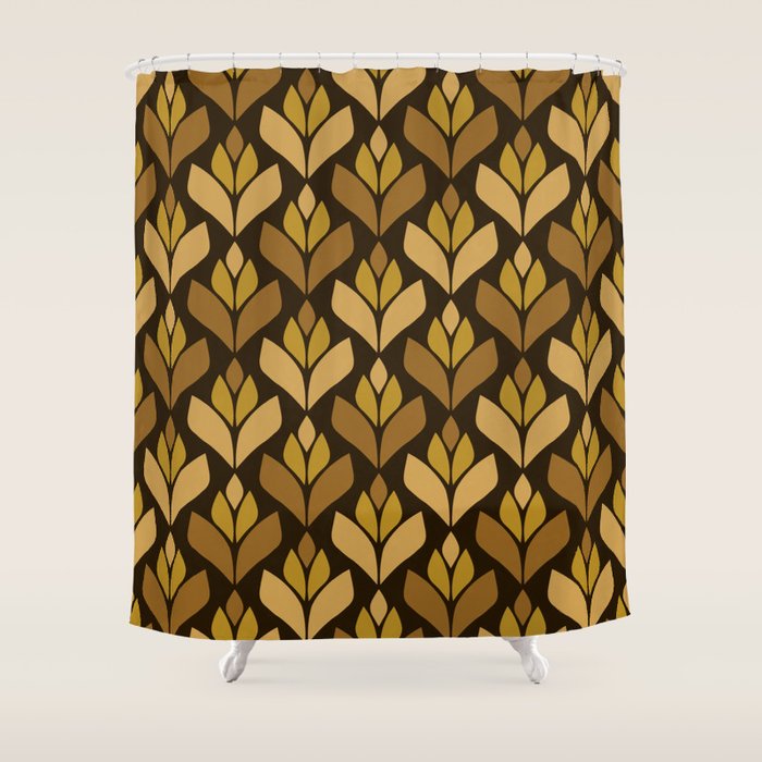 Dark Retro Trefoil Pattern Shower Curtain Gallery Image 1