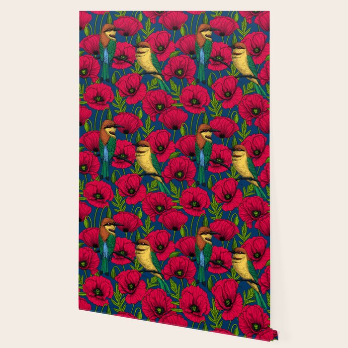 Bee eaters and poppies  Wallpaper Gallery Image 2