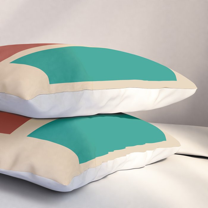 Nelson Blocks II Mid-century Modern Geometric Minimalism in Mid Century Mod Mustard, Olive, Teal, Orange, and Beige Pillow Sham Gallery Image 3