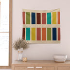 Nelson Blocks II Mid-century Modern Geometric Minimalism in Mid Century Mod Mustard, Olive, Teal, Orange, and Beige Wall Tapestry Gallery Image 2