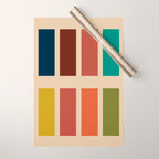 Nelson Blocks II Mid-century Modern Geometric Minimalism in Mid Century Mod Mustard, Olive, Teal, Orange, and Beige Wrapping Paper Gallery Image 1