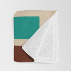Nelson Blocks II Mid-century Modern Geometric Minimalism in Mid Century Mod Mustard, Olive, Teal, Orange, and Beige Throw Blanket Gallery Image 3
