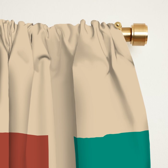 Nelson Blocks II Mid-century Modern Geometric Minimalism in Mid Century Mod Mustard, Olive, Teal, Orange, and Beige Window Curtain Gallery Image 2