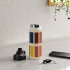 Nelson Blocks II Mid-century Modern Geometric Minimalism in Mid Century Mod Mustard, Olive, Teal, Orange, and Beige Water Bottle Gallery Image 4