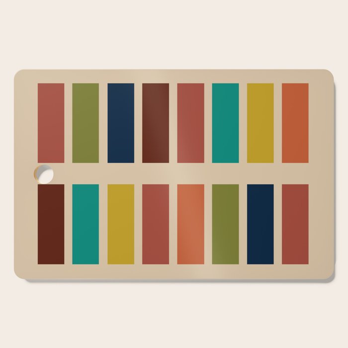 Nelson Blocks II Mid-century Modern Geometric Minimalism in Mid Century Mod Mustard, Olive, Teal, Orange, and Beige Cutting Board Gallery Image 1