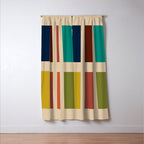 Nelson Blocks II Mid-century Modern Geometric Minimalism in Mid Century Mod Mustard, Olive, Teal, Orange, and Beige Window Curtain Gallery Image 3