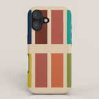Nelson Blocks II Mid-century Modern Geometric Minimalism in Mid Century Mod Mustard, Olive, Teal, Orange, and Beige iPhone Case Gallery Image 1