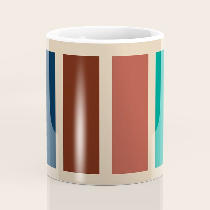 Nelson Blocks II Mid-century Modern Geometric Minimalism in Mid Century Mod Mustard, Olive, Teal, Orange, and Beige Coffee Mug Gallery Image 4