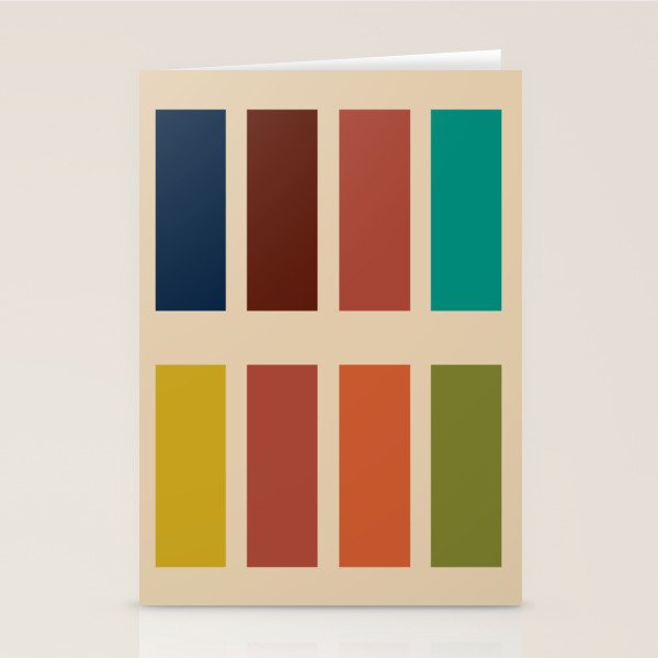Nelson Blocks II Mid-century Modern Geometric Minimalism in Mid Century Mod Mustard, Olive, Teal, Orange, and Beige Stationery Card Gallery Image 1