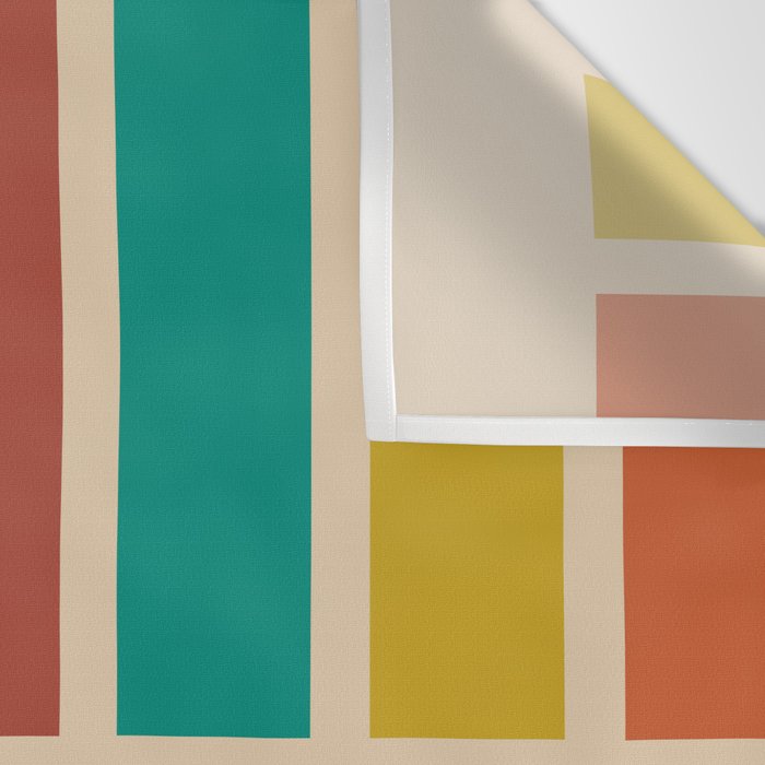 Nelson Blocks II Mid-century Modern Geometric Minimalism in Mid Century Mod Mustard, Olive, Teal, Orange, and Beige Wall Tapestry Gallery Image 3