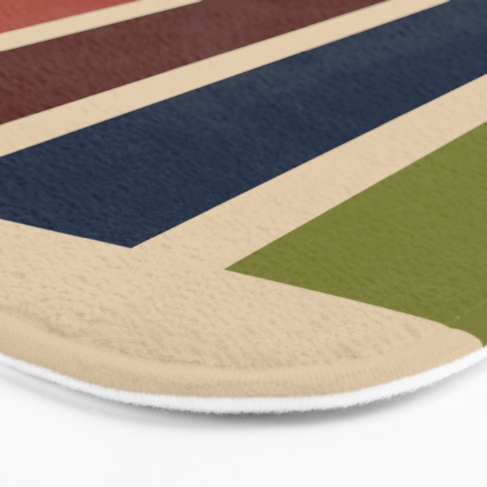Nelson Blocks II Mid-century Modern Geometric Minimalism in Mid Century Mod Mustard, Olive, Teal, Orange, and Beige Bath Mat Gallery Image 3