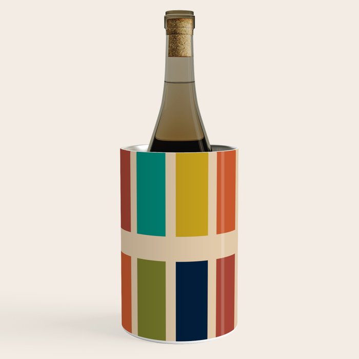 Nelson Blocks II Mid-century Modern Geometric Minimalism in Mid Century Mod Mustard, Olive, Teal, Orange, and Beige Wine Chiller Gallery Image 3
