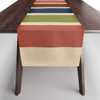 Nelson Blocks II Mid-century Modern Geometric Minimalism in Mid Century Mod Mustard, Olive, Teal, Orange, and Beige Table Runner Gallery Image 1