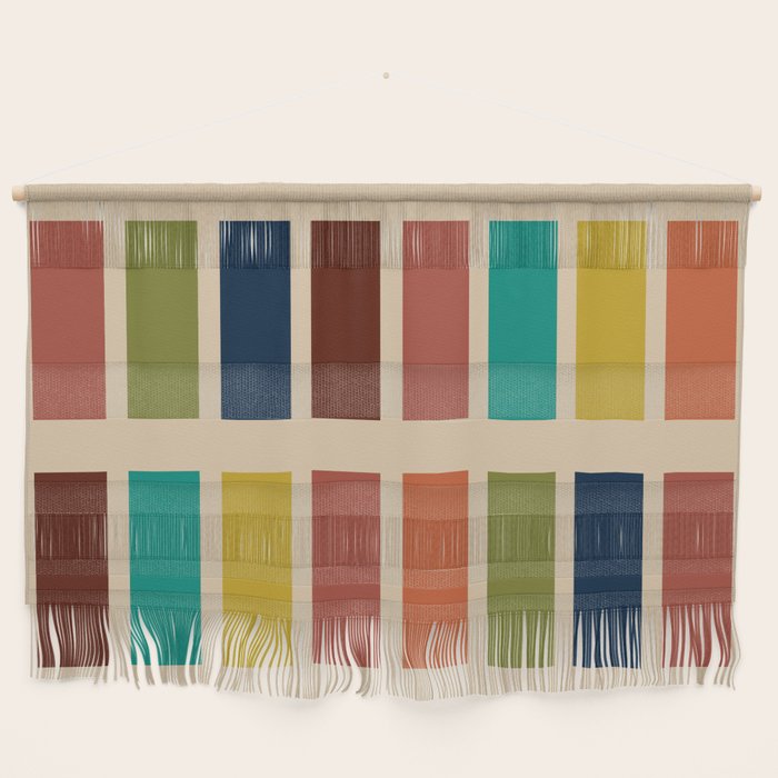 Nelson Blocks II Mid-century Modern Geometric Minimalism in Mid Century Mod Mustard, Olive, Teal, Orange, and Beige Wall Hanging Gallery Image 1