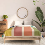 Nelson Blocks II Mid-century Modern Geometric Minimalism in Mid Century Mod Mustard, Olive, Teal, Orange, and Beige Comforter Gallery Image 3