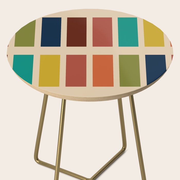 Nelson Blocks II Mid-century Modern Geometric Minimalism in Mid Century Mod Mustard, Olive, Teal, Orange, and Beige Side Table Gallery Image 2