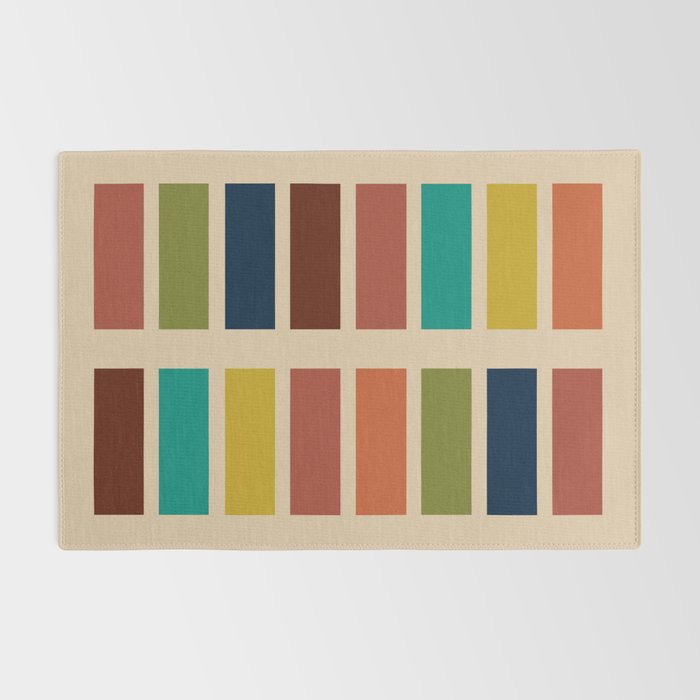 Nelson Blocks II Mid-century Modern Geometric Minimalism in Mid Century Mod Mustard, Olive, Teal, Orange, and Beige Rug Gallery Image 2